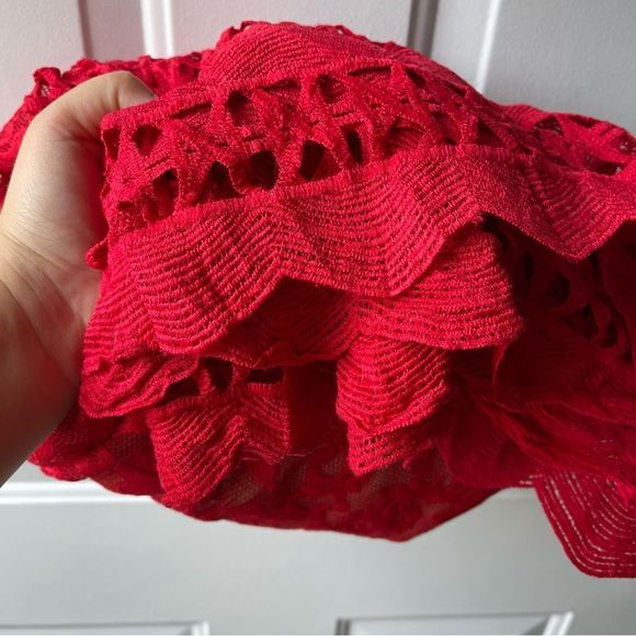 Lulus Charlee Red Lace Sleeveless Midi Dress Size Large - Picture 14 of 15